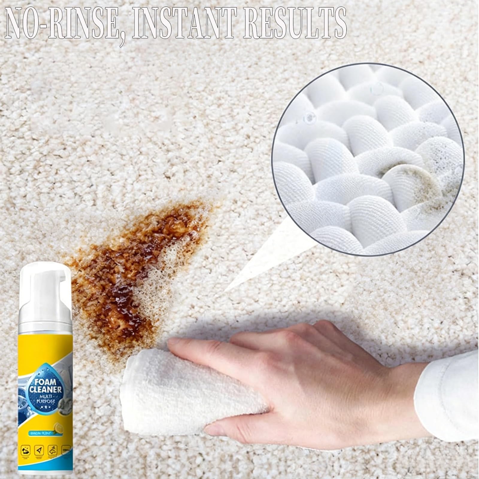 Foam Cleaner, Schiuma Spray Multiuso, 4-in-1 Multi-Enzyme Foam Cleaner 5oz, all-Purpose Deep Cleaning Spray for Car Interior, Kitchen (1 Pezzo)