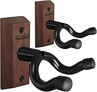 Vista 1 de Soporte de pared para guitarra, paquete de 2 soportes para guitarra de madera dura de acacia, soporte de pared para guitarra en forma de U, soporte