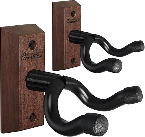 Soporte de pared para guitarra, paquete de 2 soportes para guitarra de madera dura de acacia, soporte de pared para guitarra en forma de U, soporte