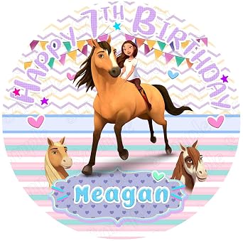 7.5 Inch Edible Cake Topper Spirit Riding Free Themed Birthday Party Collection of Edible Cake Decorations round