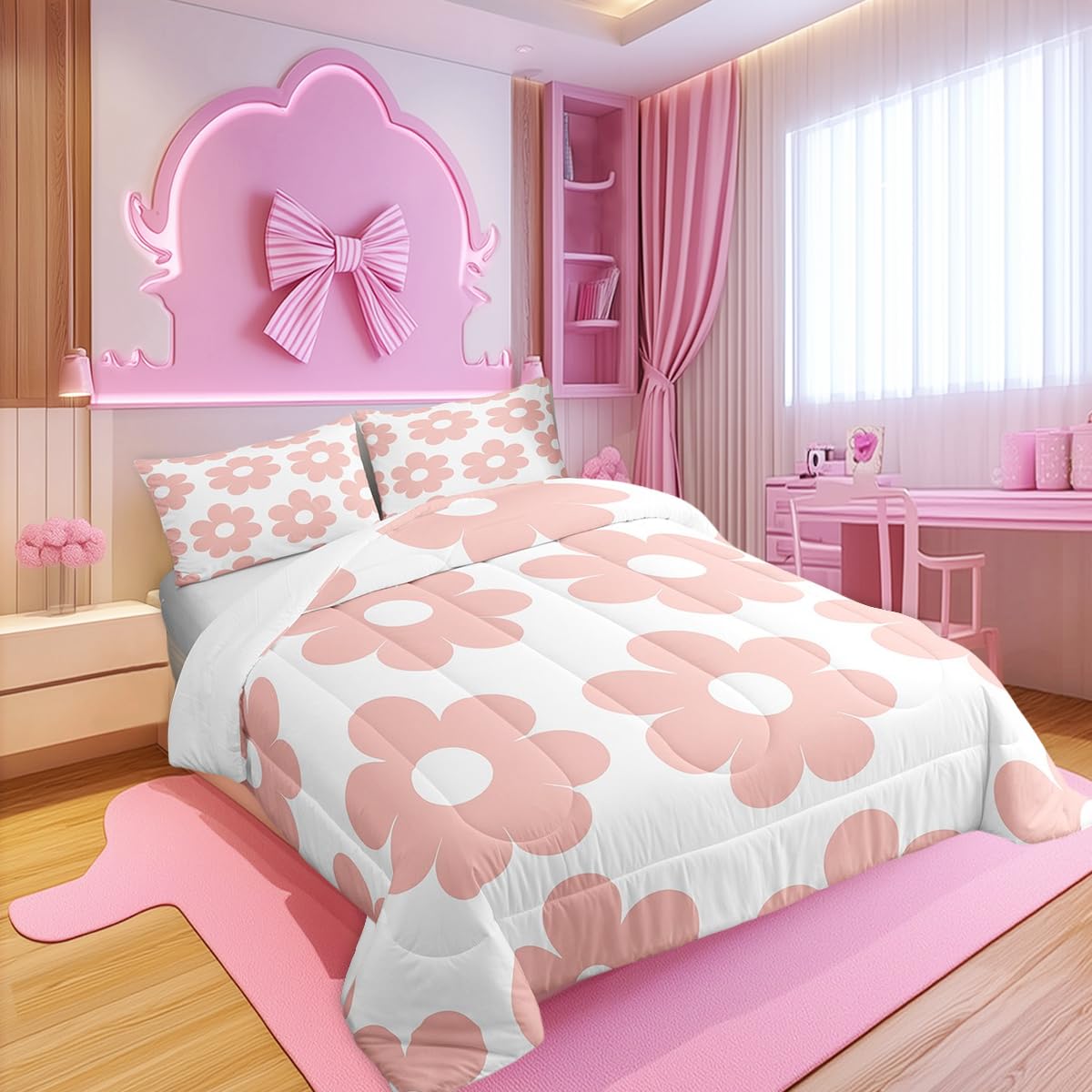 Amazon.com: Manfei Girly Pink Twin Size Down Comforter Set, 70s 