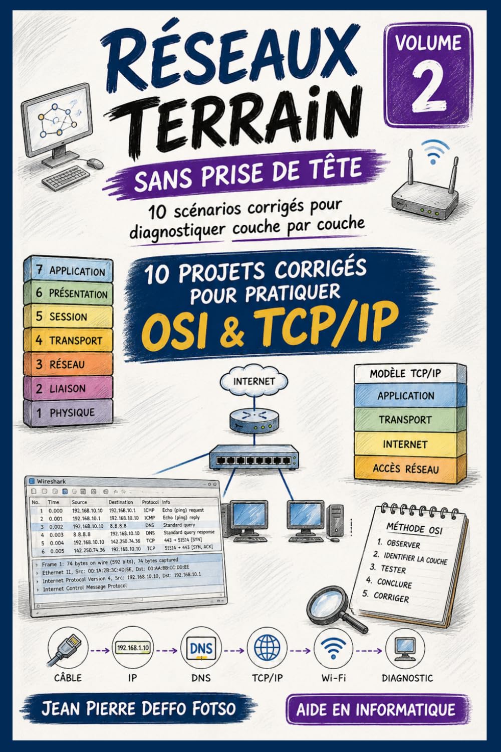 Réseaux Terrain Sans Prise de Tête Volume 2: 10 projets corrigés pour pratiquer OSI & TCP/IP (Admin Réseaux Sans Prise de Tête De Junior à Senior)