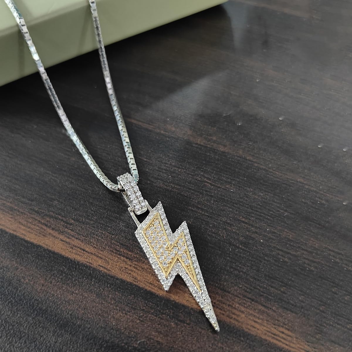 LeCalla 925 Sterling Silver Necklaces for Men | 14K Gold-Plated & Cubic Zirconia Pendants Necklace | Flash Lightning Bolt & Blade Designs Men’s Chains Necklace 20 Inches