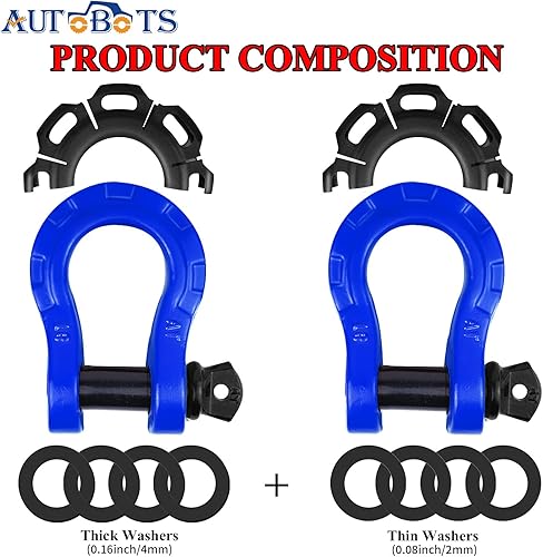 Miniatura 33 de AUTOBOTS D Ring Shackles Heavy Duty(2 Pack) 68,000 lbs Capacity, Tow Hooks Clevis Shackle with 7/8" Screw Pin for Towing Winch Off Road Accessory