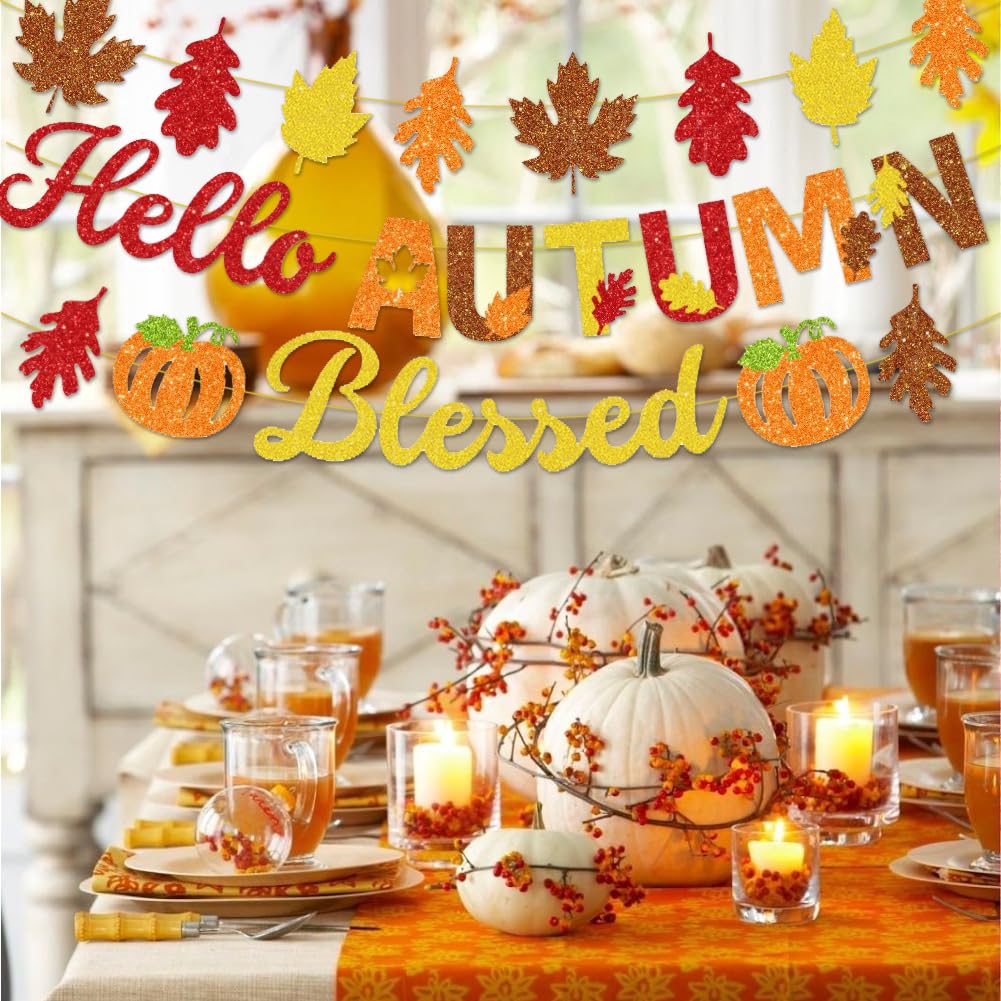 Cartel De Arpillera Con Letras De Hello Autumn, Guirnalda De Hojas De Arce Para Decoración De Otoño, Festival De Acción De Gracias, Fiesta, Cosecha De Otoño, Banderines Para Decoración Del Hogar