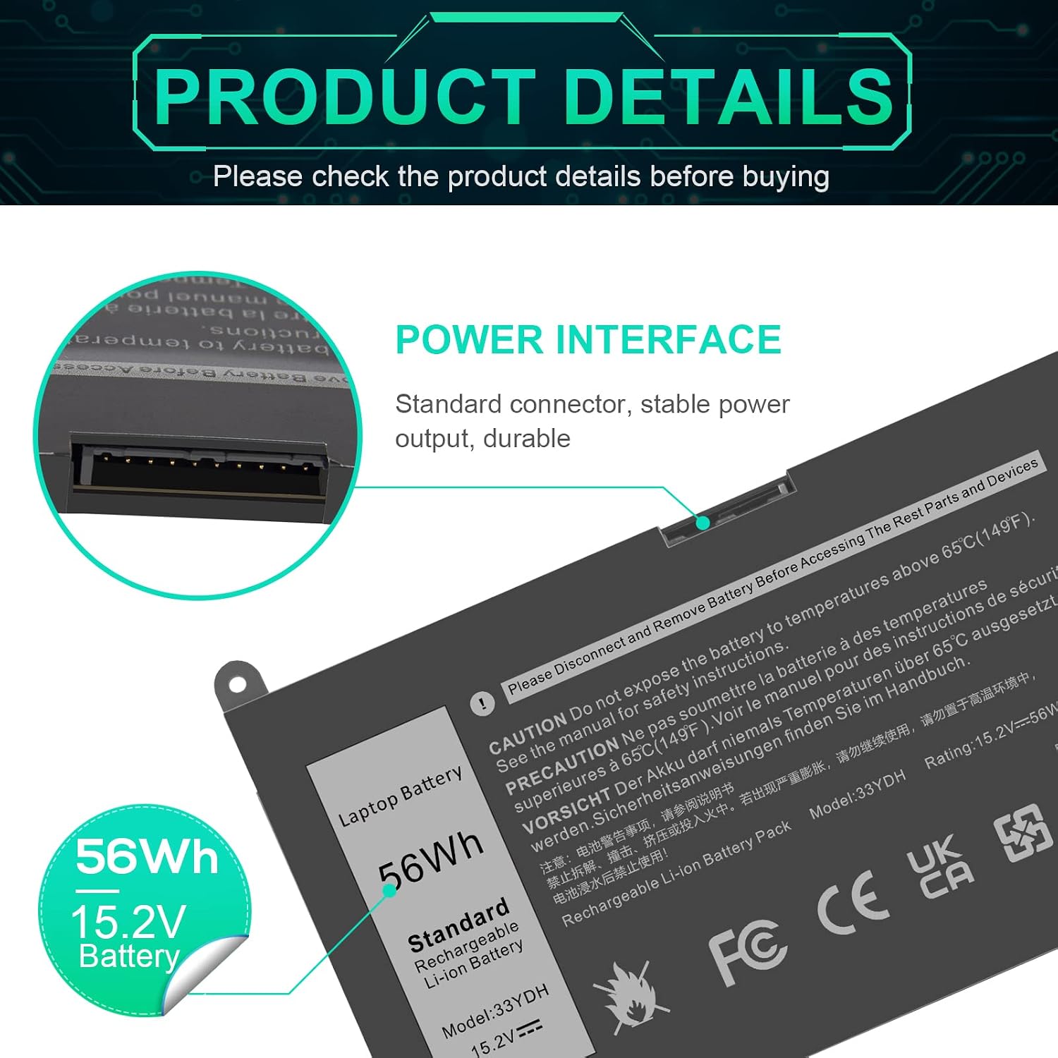 Fancy Buying 33YDH Laptop Battery for Dell Inspiron 17 7000 7778 7779 7786 7773 15 7577 G3 3579 3779 G5 5587 G7 7588 Latitude 13 3380 14 3490 15 3590 3580 Vostro 15 7580 7570 PVHT1 P30E 81PF3 081PF3