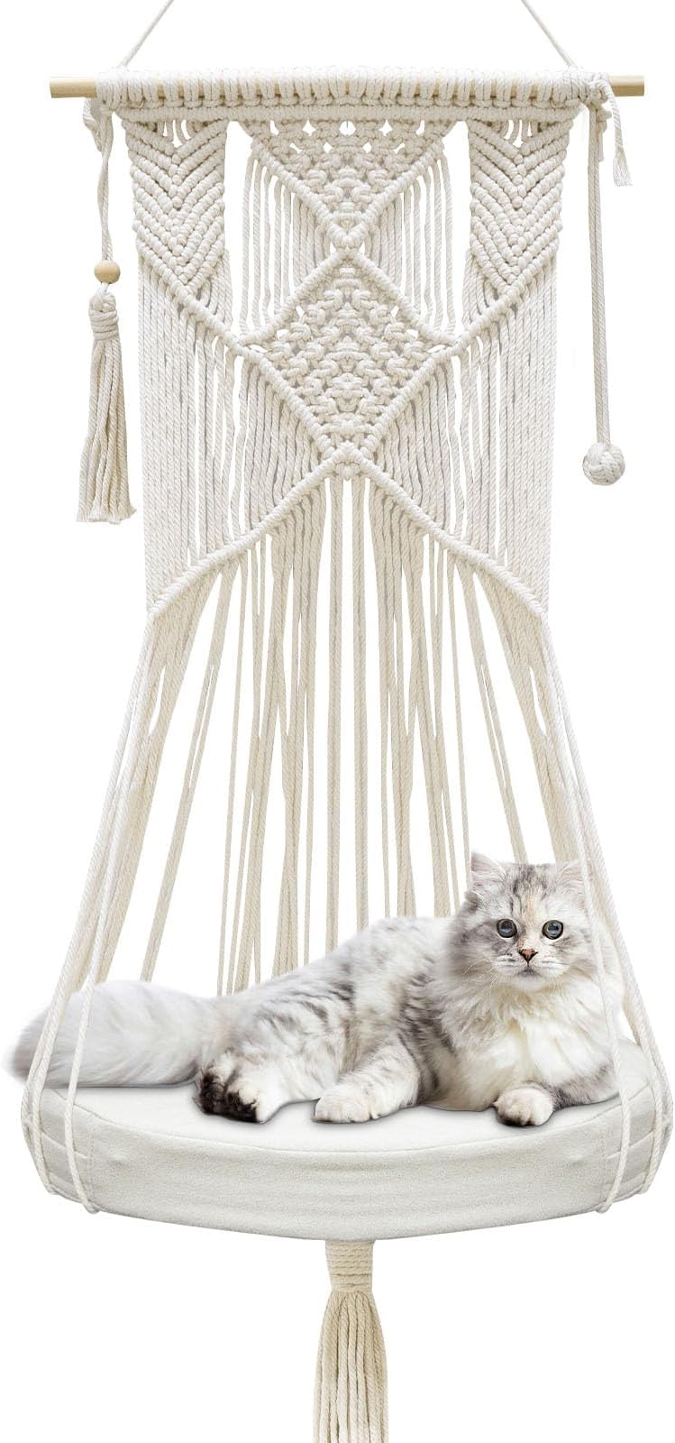 MacrameMacrame Cat Hammock Bed with CushionCute Cat Hanging BedHang on Wall, Ceiling, Window