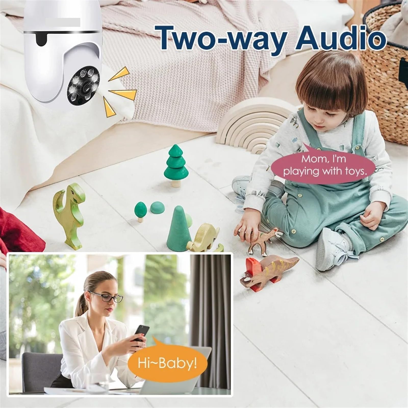 Telecamera Wifi Esterno, 1080P HD Wireless Lampadina Telecamera di sicurezza Visione notturna a colori Audio bidirezionale Tracciamento automatico Telecamera PTZ domestica ,Sicurezza, Antifurto(1080P