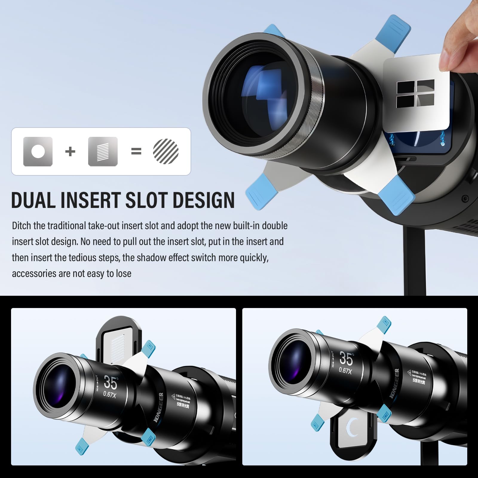 Soonpho KF80 Snoot Fotografico Messa a Fuoco Ottica Corpo in Alluminio Dotato di Attacco Bowens Slot per Scheda Magnetica Luminosità 5 Volte con 4 Filtri Colorati e 25 Modelli GOBO per la Fotografia