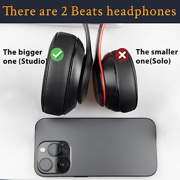 SoloWIT Lambskin Replacement Ear Pads Cushions for Beats Studio 2 & Studio 3 Wired & Wireless Headphones, Earpads with Noise Isolation Memory Foam, Added Thickness - Red