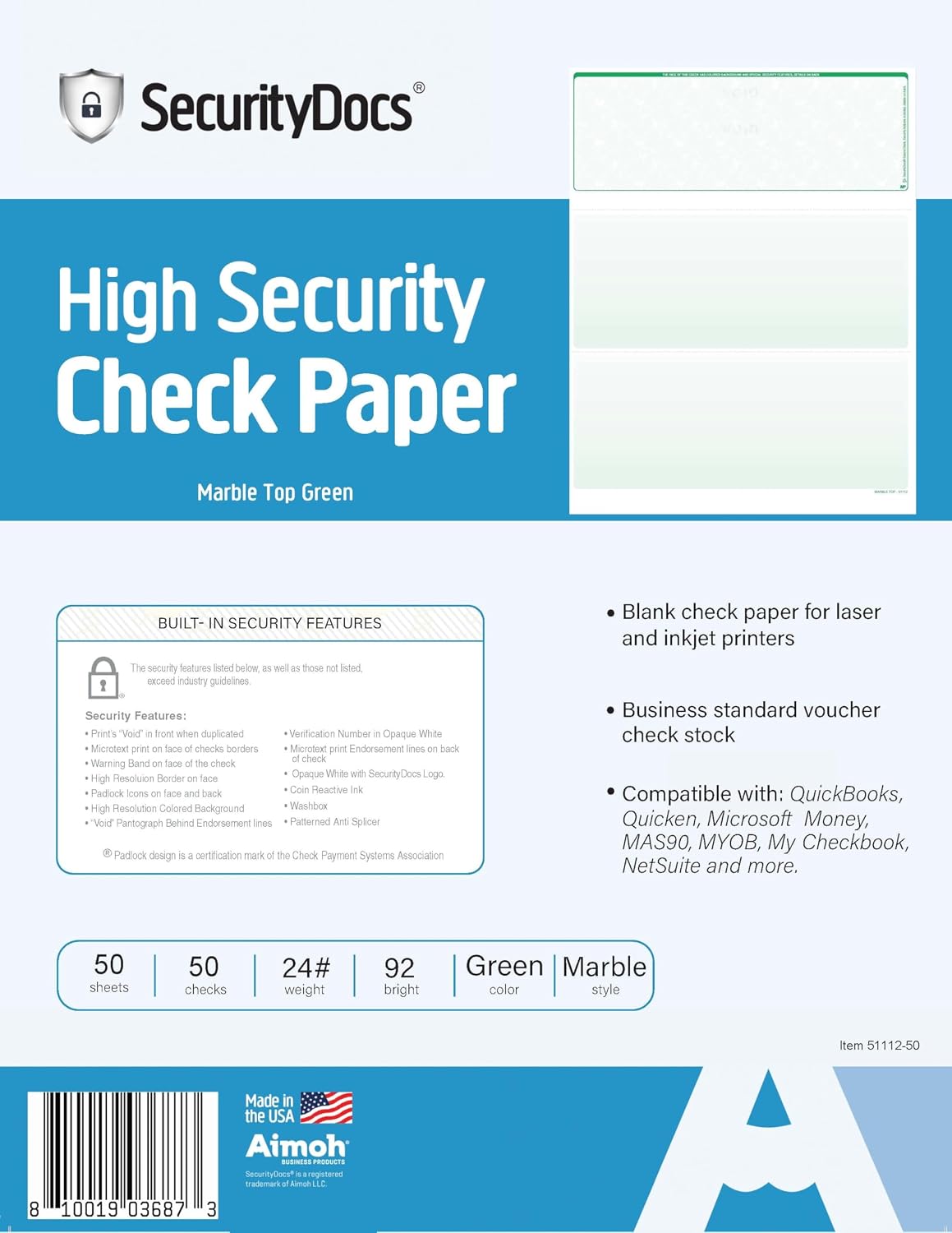 Check Ink Paper Amazon.com: SecurityDocs Green Marble High Security Blank Check Paper ...