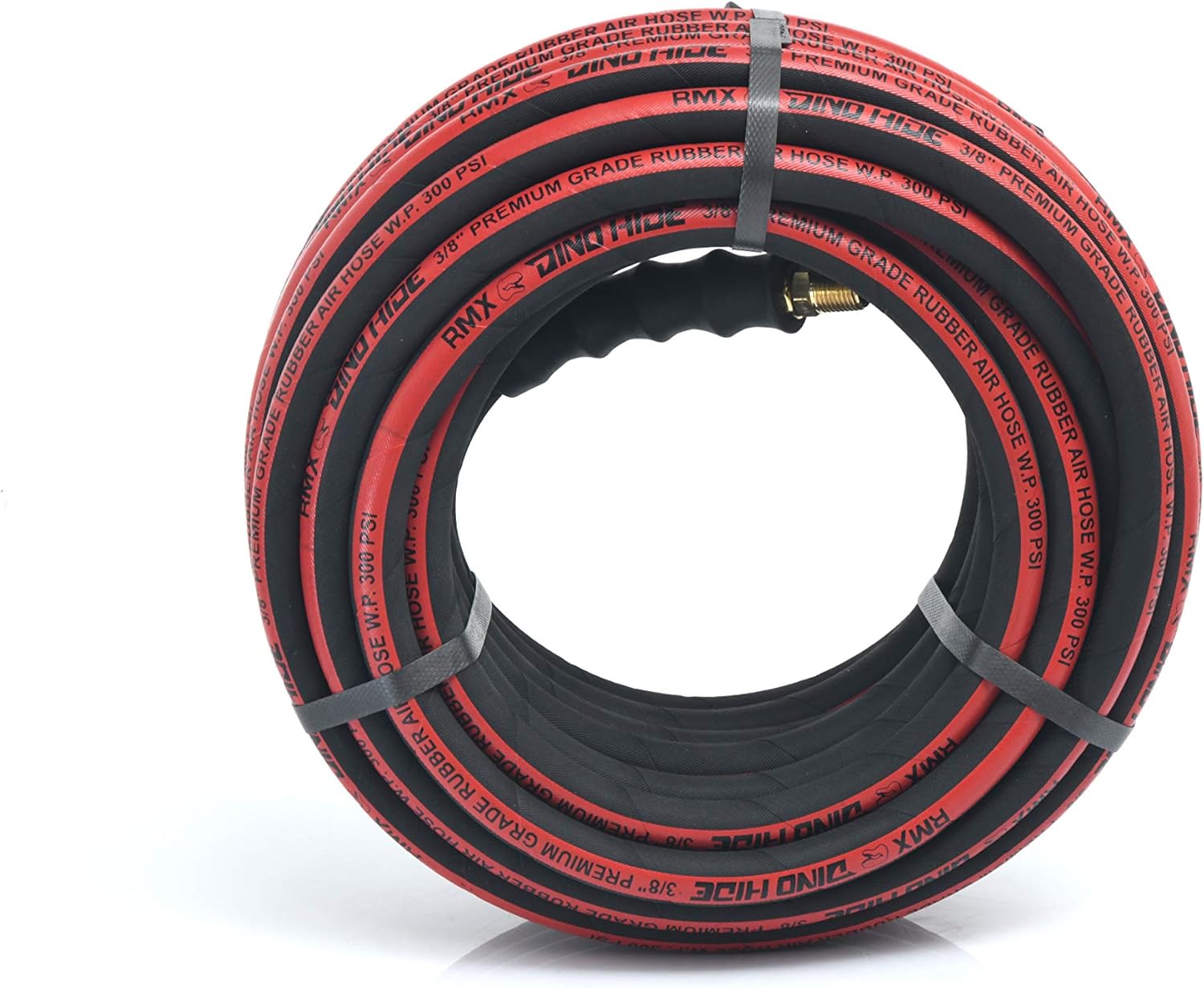 Dino-Hide WLEPROLD1203 Heavy-Duty Rubber Air Hose Lead-in Hose 1/2" x 3' with Wrapped Finish – Flexible from -40°F to +190°F – 300 PSI Working Pressure – Corrosion Resistant Brass Fittings