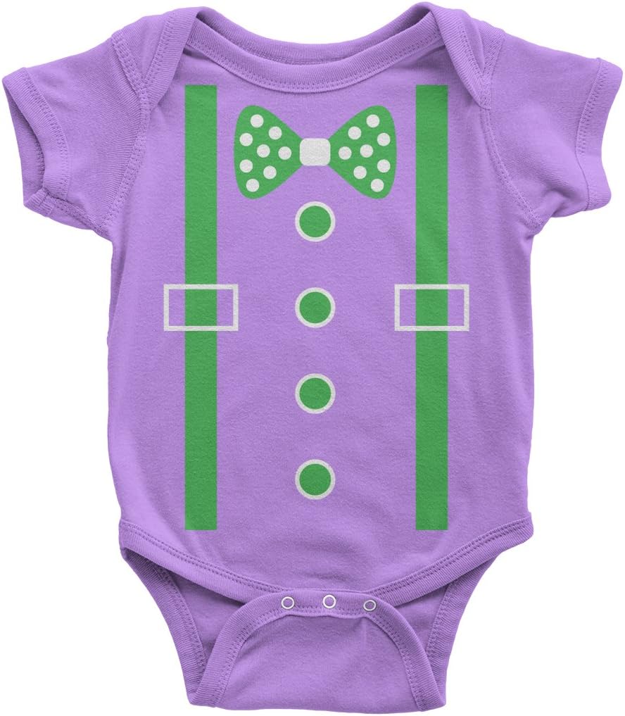 Threadrock Baby Boys' Green Tuxedo Bow Tie & Suspenders Infant Bodysuit