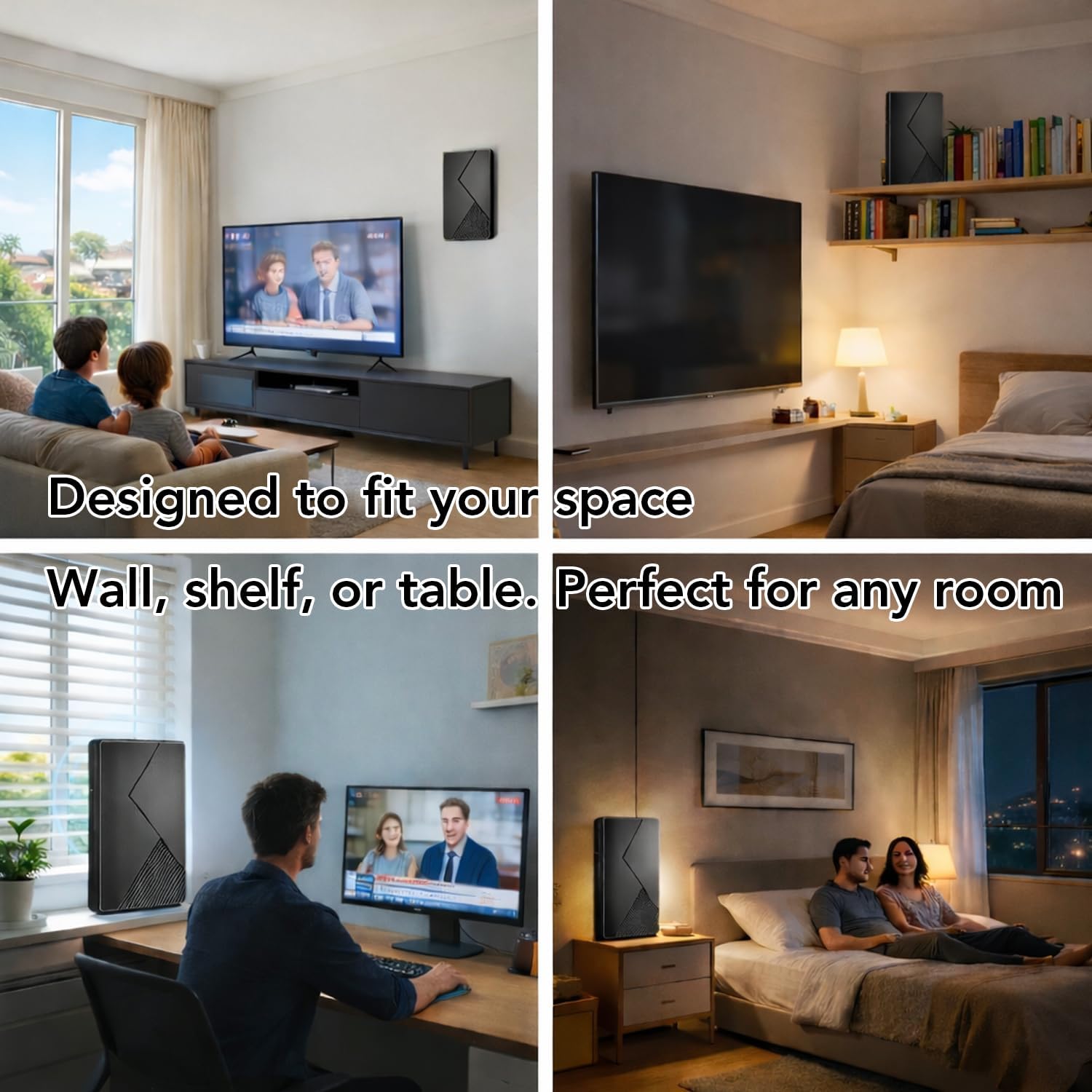 Five Star Flat Panel Indoor TV Antenna for Smart TV Indoor – Long Range, Amplified HD Reception with Signal Booster, 4K DH 1080P Ready for Local Channels, 10ft Cables