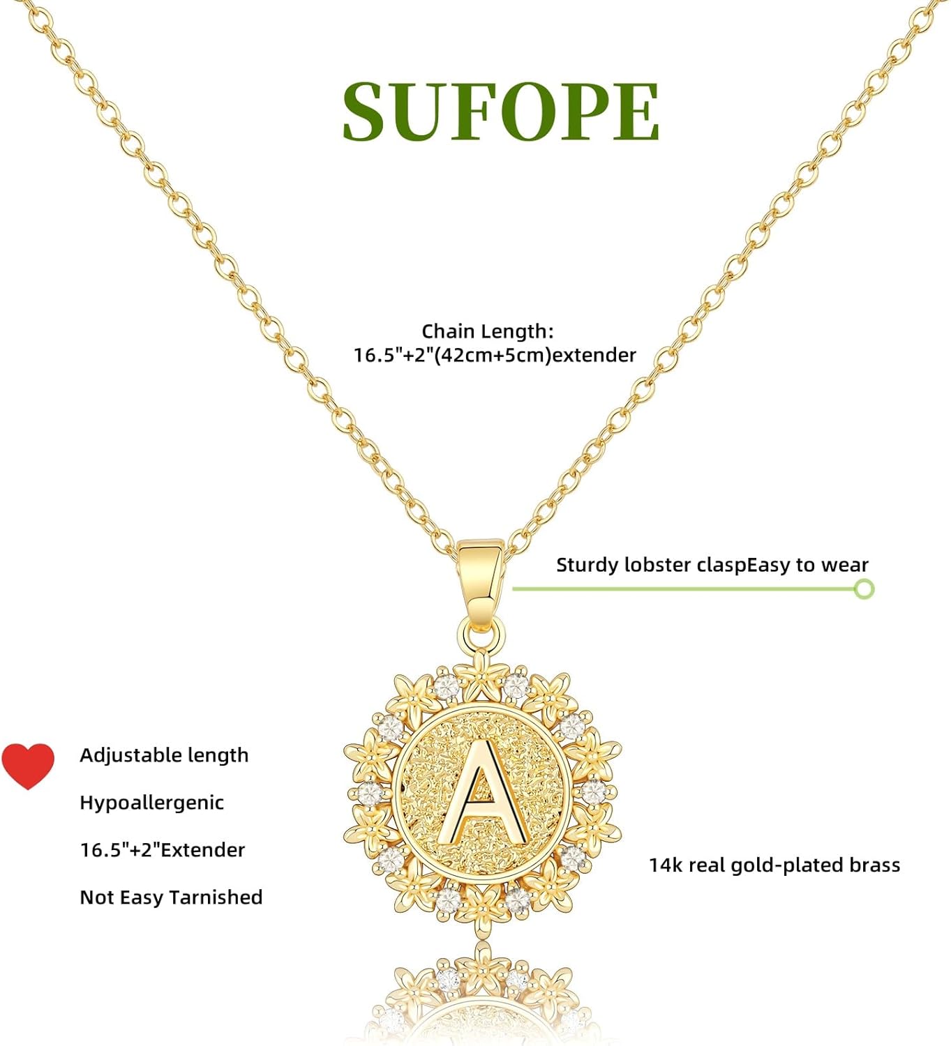 Initial Necklaces for Women Round Cubic Zirconia Letter A-Z Pendant 14K Gold Plated Necklace Dainty Personalized Monogram Name Jewelry for Women Gifts Trendy - Image 5