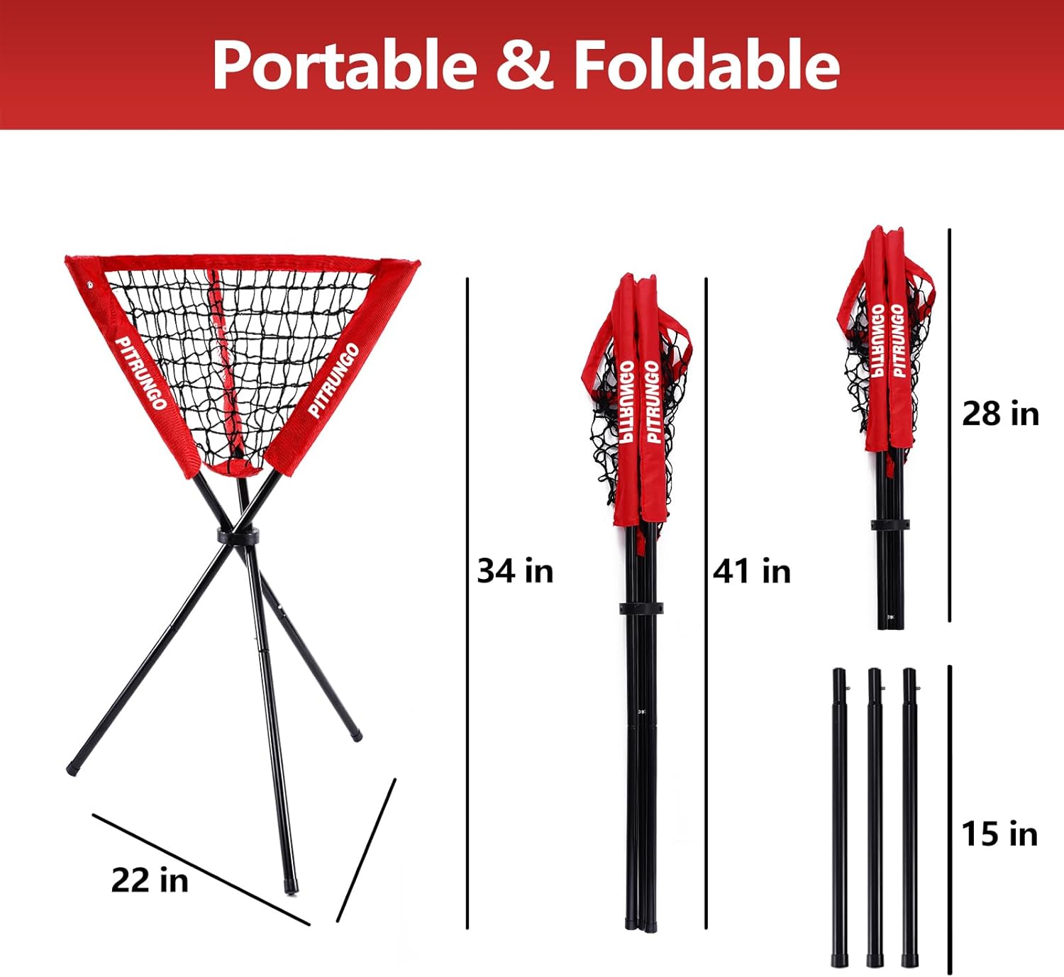 Baseball Softball Ball Caddy Portable Batting Practice Baseball Bat Bags | Use During Training and Drills | Save Your Back No More Bending | Holds up to 60 Baseballs | Instant Setup