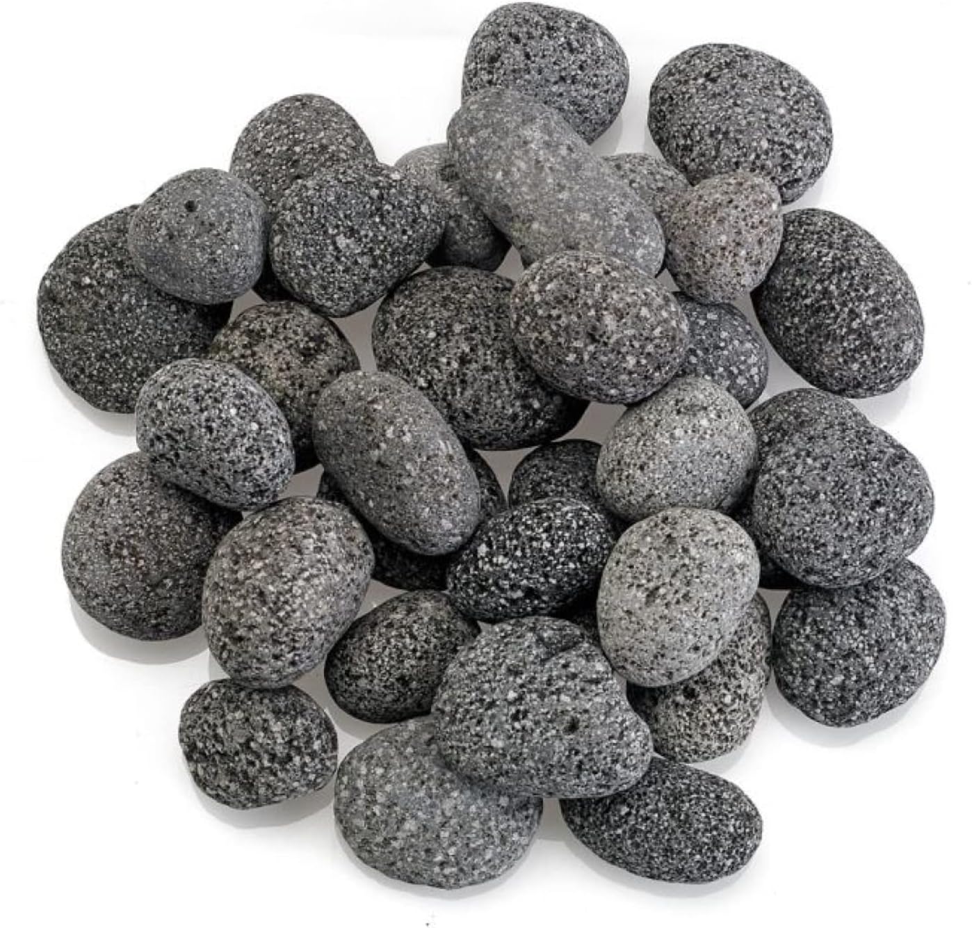 American Fireglass Small Lava Stone, 1/2" - 1" | Tumbled Rock for Use in Indoor or Outdoor Fireplace, Fire Pit or Bowl | for Natural Gas or Propane Fires | Gray/Black, 20 lb Bag