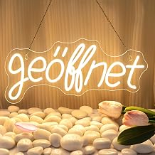 Open Neon Sign Warm White Open Sign with LED Text for Door, Open Luminous Sign with 6 Dimmer Levels, USB LED for Shop, Cafe, Restaurant
