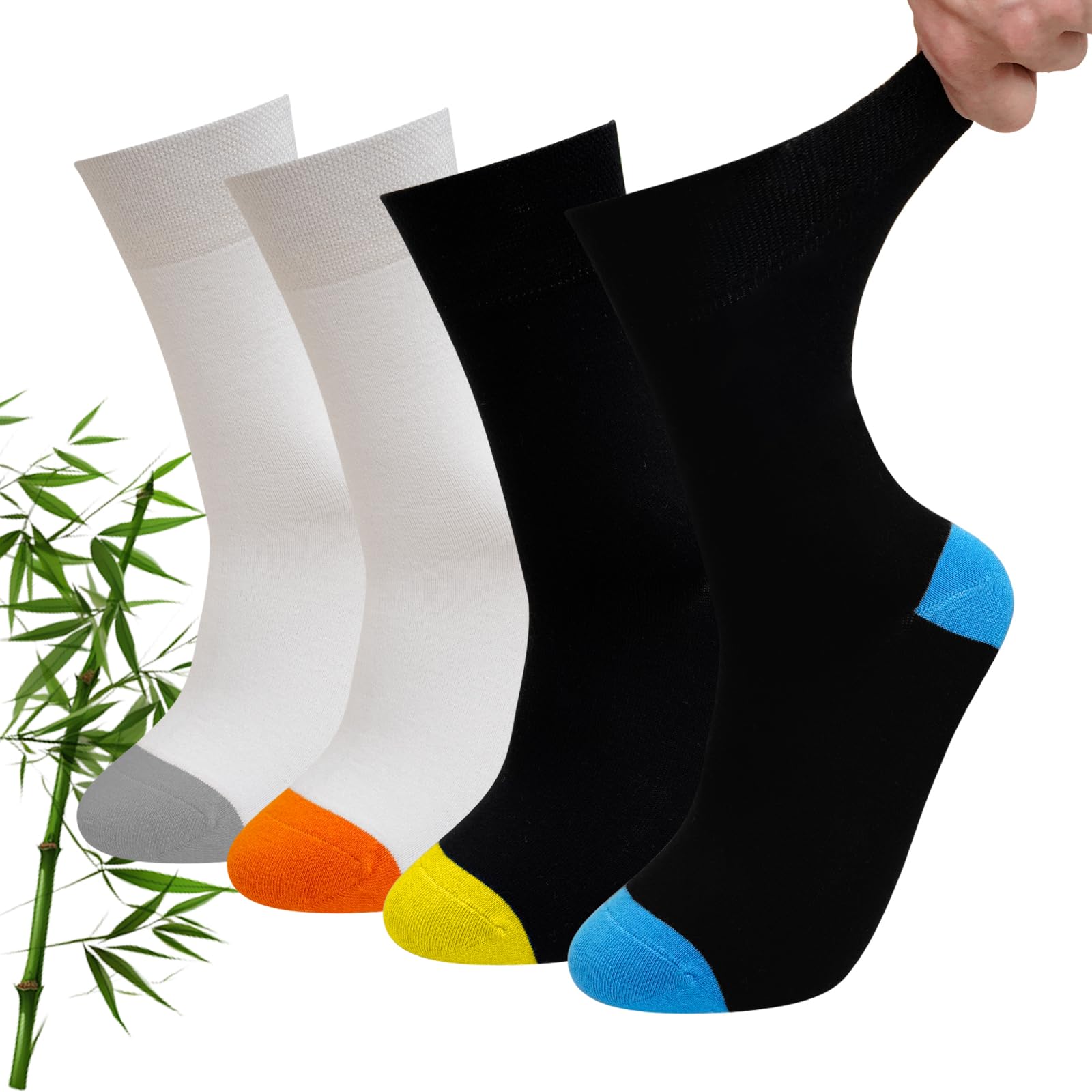 LOFIR Bambus Socken für Herren und Damen: Komfort Socken Weich Atmungsaktiv Antibakteriell Ohne Naht für Alltag Büro Reisen 4 Paar Größe 35-50