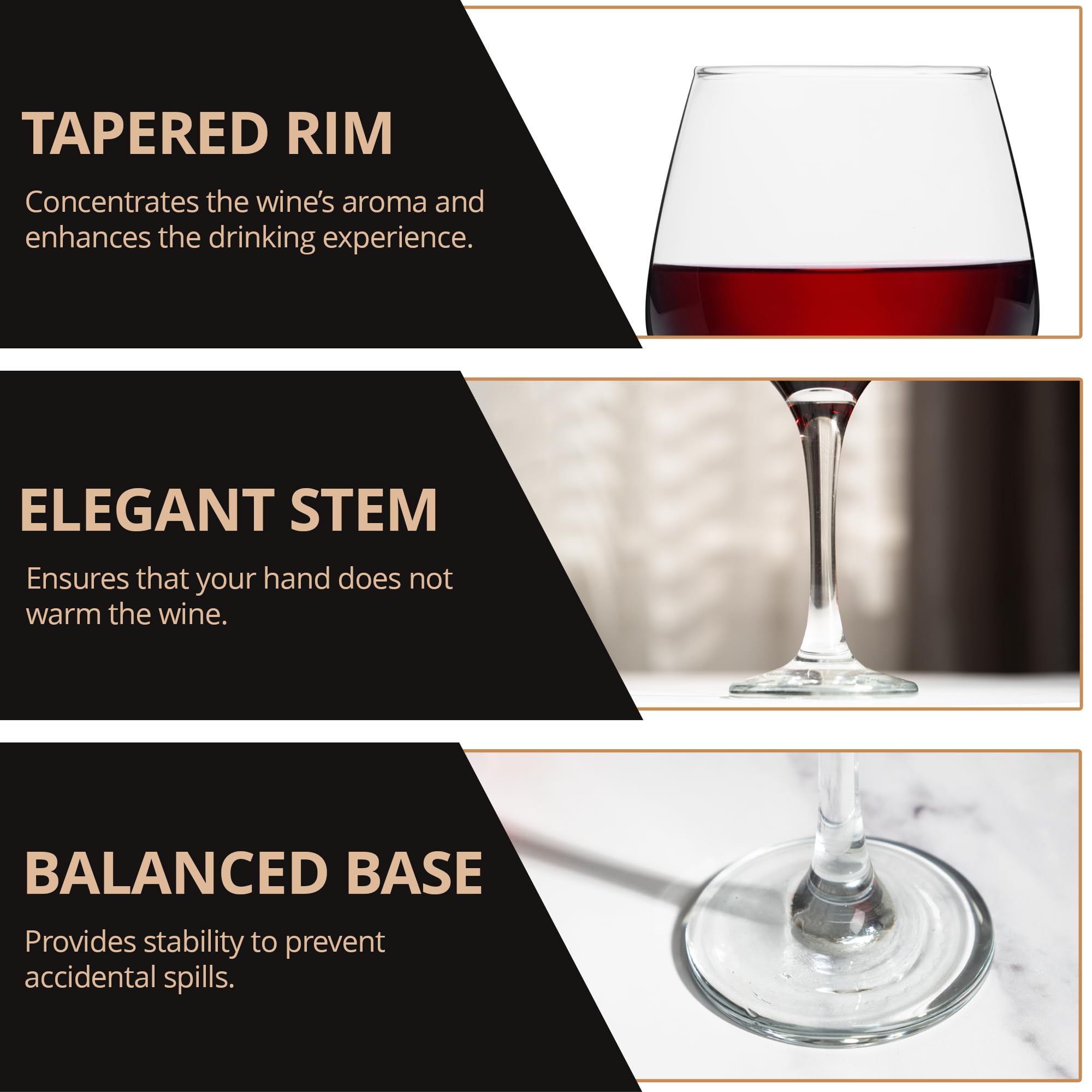 Homiu Copas grandes de vino tinto | Juego de 6 | 440 ml | Colección Napoli | Copa de vino transparente | Juego de cóctel de regalo de boda | Restaurantes en el hogar | Cocina | Apto para lavavajillas
