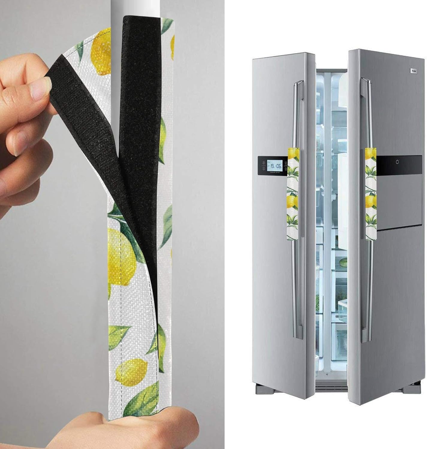 Lemon Refrigerator Door Handle Covers Set of 2 Kitchen Appliance Handle Decoration Cover for Fridge Microwave Oven Dishwasher