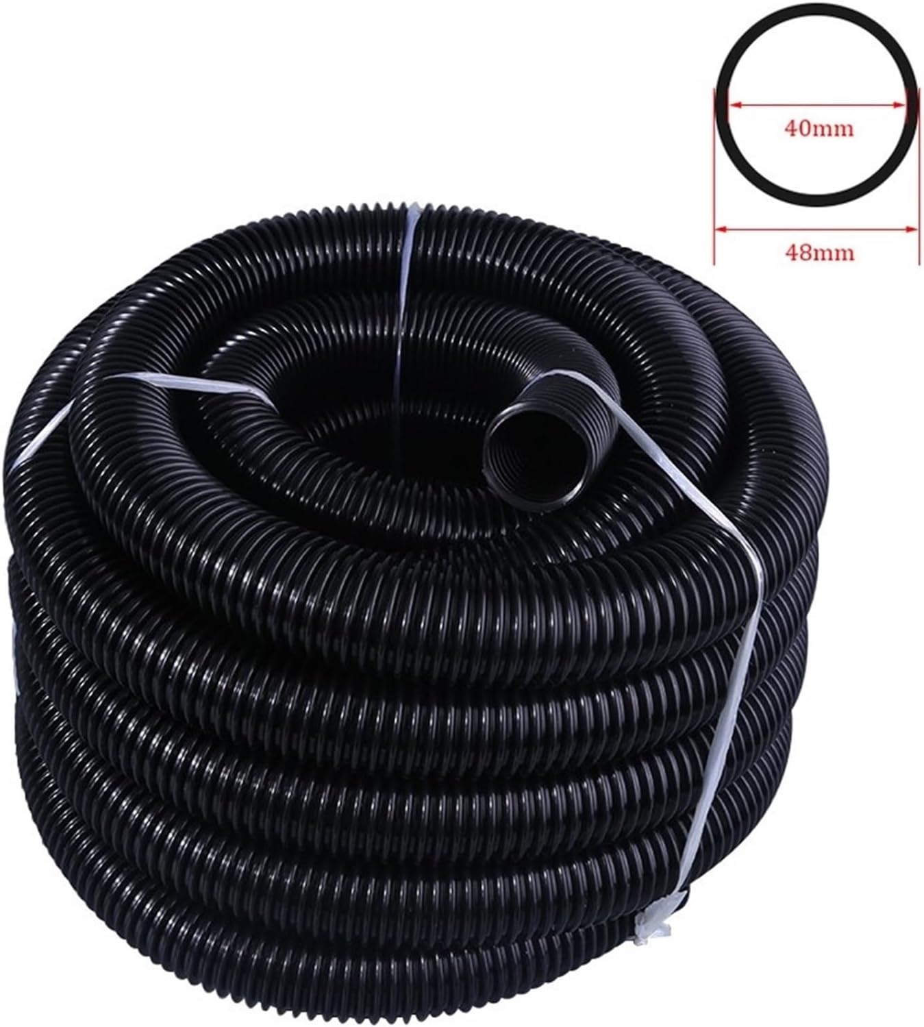 General Vacuum Cleaner Hose Inner 40mm Outer 48mm Bellows Straws Industrial Thread Hose Vacuum Cleaner Part Soft Pipe(Black-5m (40mm))