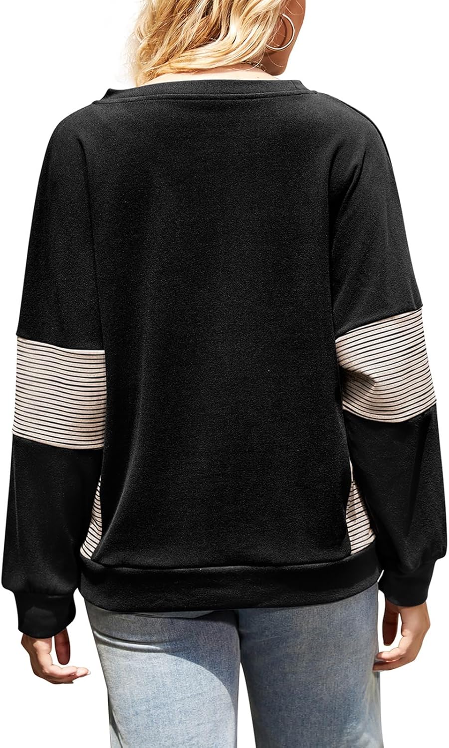 Women's Casual Long Sleeve Drop Shoulder Soft Oversized Pullover Crewneck Sweatshirts - Image 3
