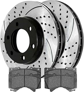AutoShack SCDPR4126941269976 Front Drilled and Slotted Brake Kit Rotors Black and Ceramic Pads Pair of 2 Driver and Passenger Side Replacement for 2000-2006 Toyota Tundra 2001-2007 Sequoia V8 4WD RWD