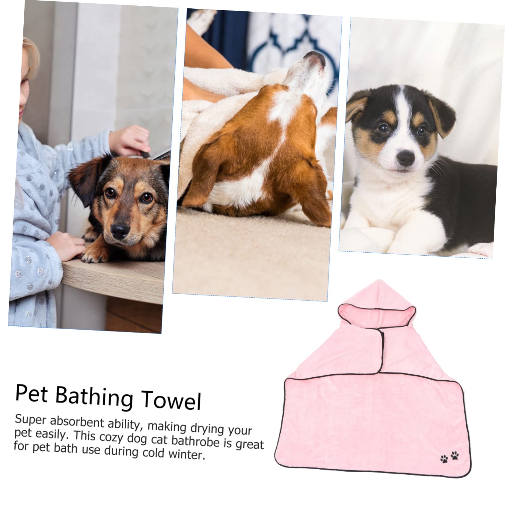 Sosoport 2 Pièces Peignoir pour Animaux De Compagnie Serviette De Bain pour Chat Serviette De Bain pour Animaux De Compagnie Serviette À Séchage Rapide Serviette Chien Peignoir Manteau