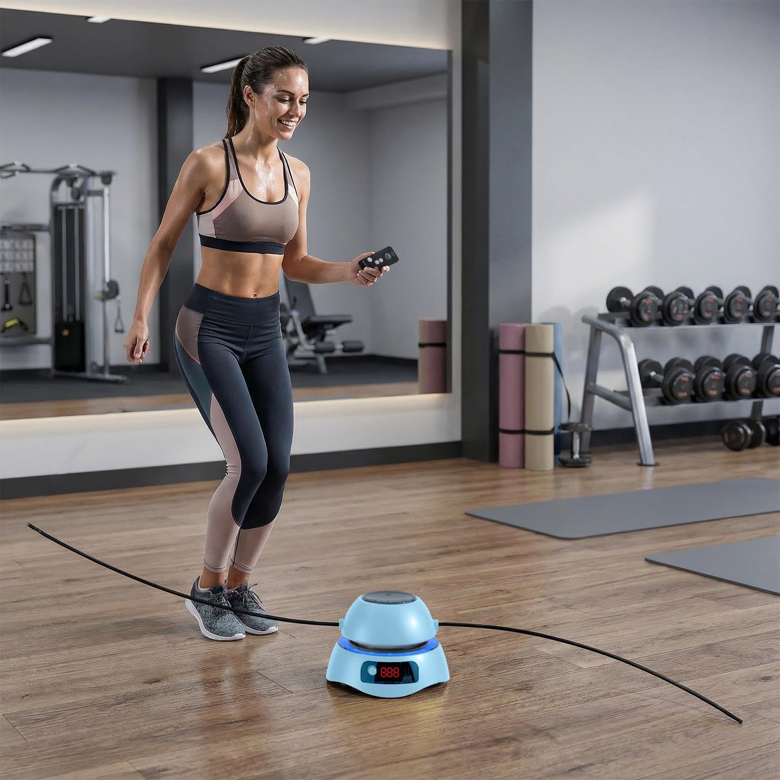 Macchina per saltare per bambini, attrezzatura da allenamento con 10 livelli di velocità, macchina per saltare con telecomando – per casa, adulti, bambini, uomini, donne e