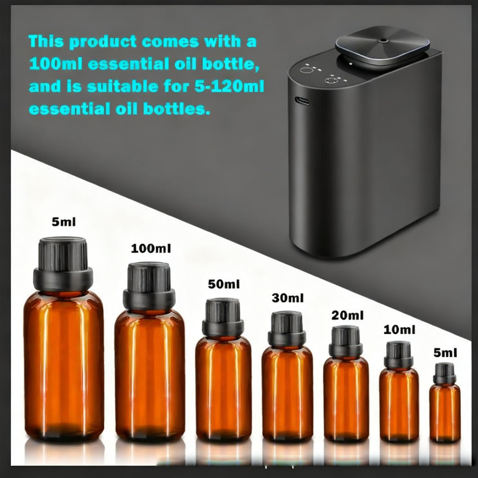 Waterless Essential Oil Diffuser Compact Aluminum Alloy 4000mAh for Large