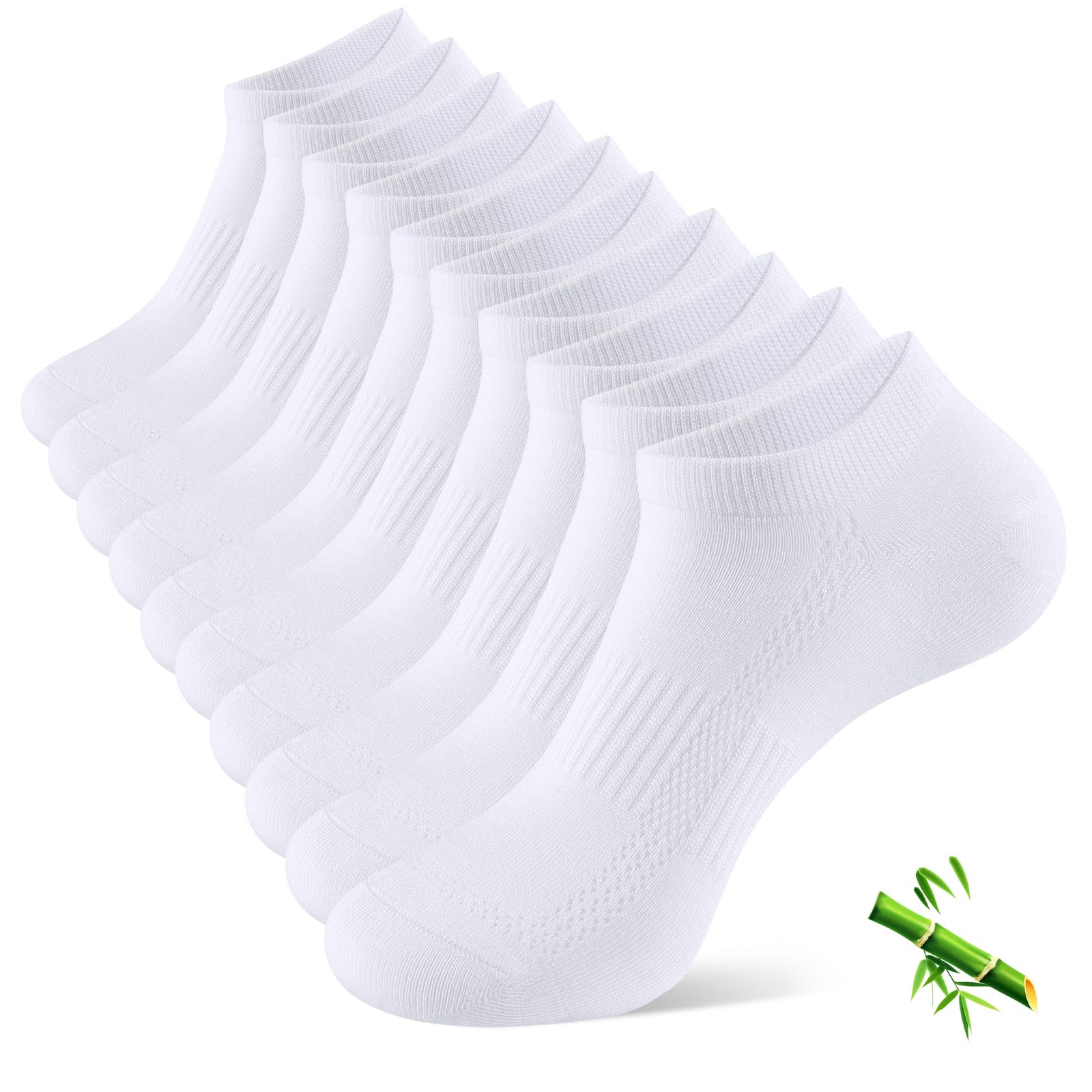 Bambus Sneaker Socken Damen 39-42 35-38, 10 Paar Atmungsaktive Sportsocken, Kurze Laufsocken Herren 43-46