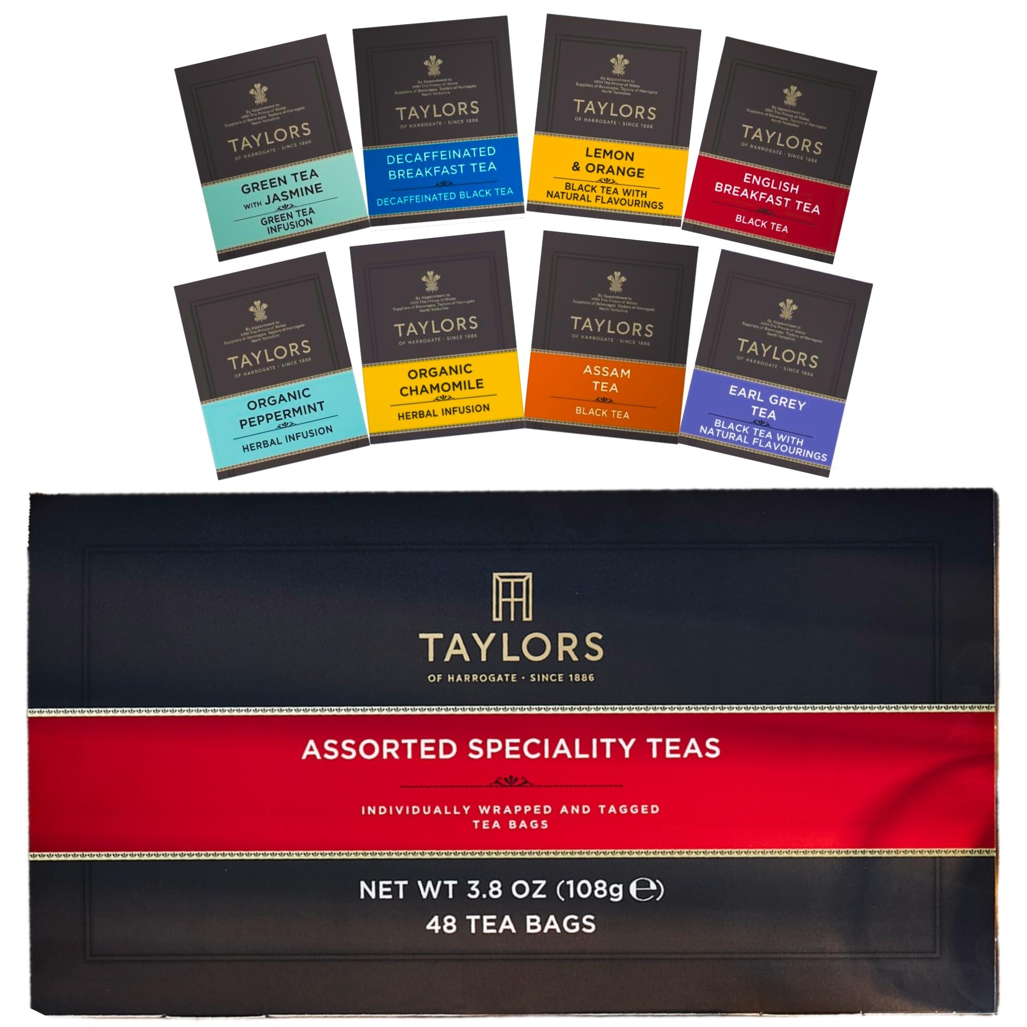 Taylors of Harrogate Assorted Speciality Teas Selection Gift Box, 8 Flavours (Total of 48 Tea Bags)