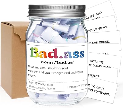 70 Positive Messages Jar Funny Affirmation Jar Decorative Jars for Women Unique Birthday Gift Wife Sister Friends Bad*ss