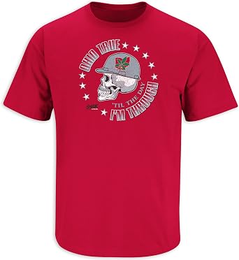 Ohio True Skull T-Shirt for Ohio State College Fans SM-5XL