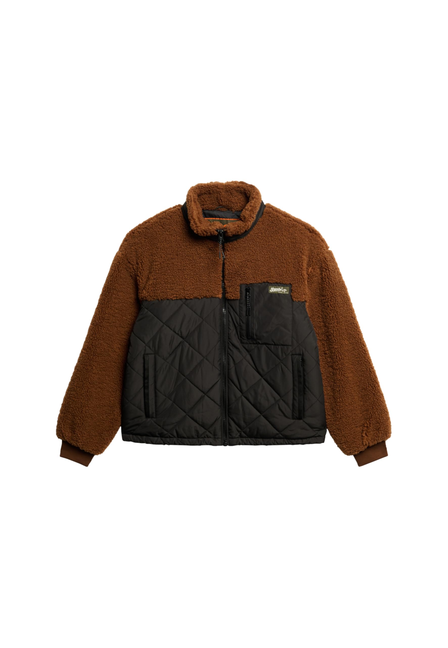 Superdry Women's Bison Brown Workwear Hybrid Fleece Jacket, 14
