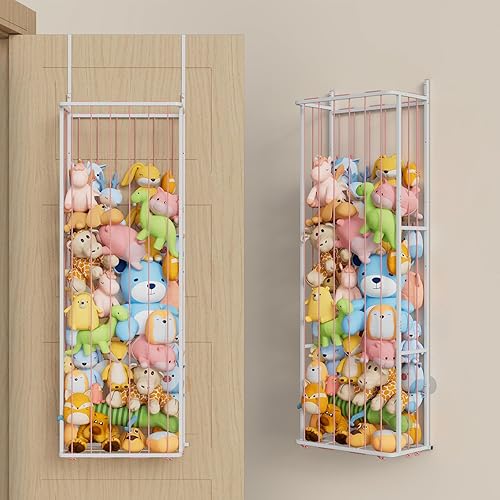 Miniatura 9 de SWTYMIKI Almacenamiento grande de animales de peluche, organizador de animales de peluche sobre la puerta, almacenamiento de juguetes para