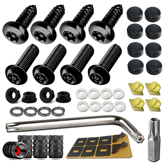 Aootf Black Anti Theft License Plate Screws- Stainless Steel Rustproof Security Bolts Fasteners for Front Rear Car Tag