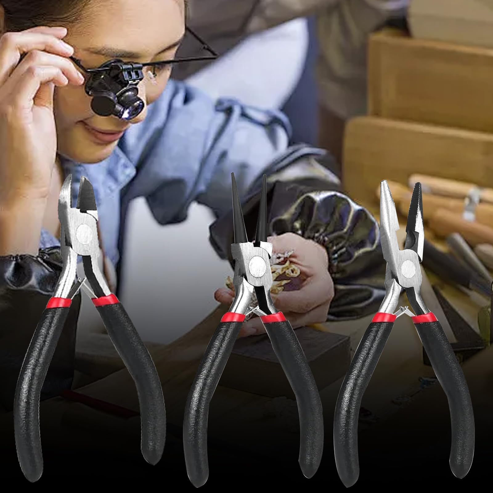 4 Set Lightweight Jewelry Pliers Kits Polished Smooth Round Nose Pliers Set Non-Slip Handle Wire Cutters for Jewelry Beading Cutting - Image 4