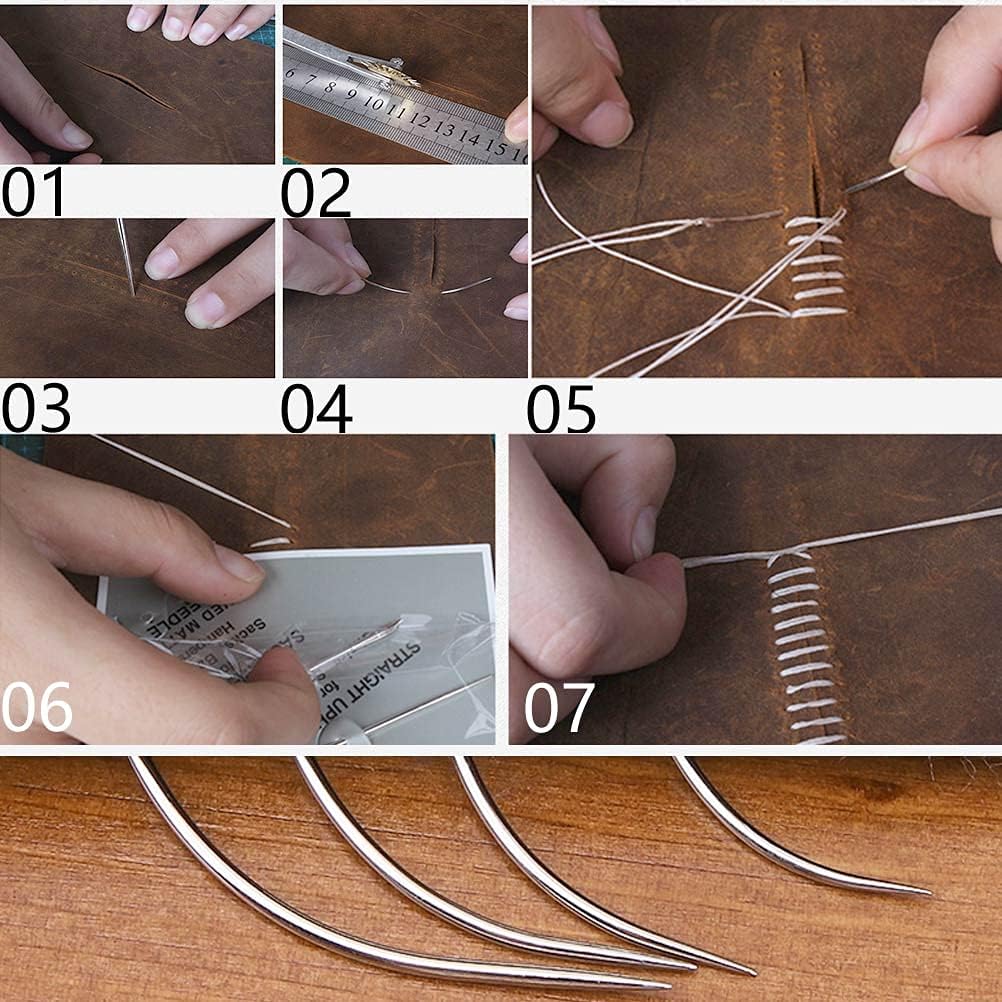 3 Rolls Hair Extension Thread Sewing Threads Hair Weave Threads with 7Pcs Curved Upholstery Needles WaxThread for Hand Sewing, Hair Extensions, Making Wigs DIY (Brown)