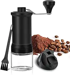 Moedor de café manual, moedor de café de rebarba cônica de cerâmica, moedor de grãos de café com rebarba manual ajustável para moagem fina/grossa, moedor de manivela para moka expresso francês,