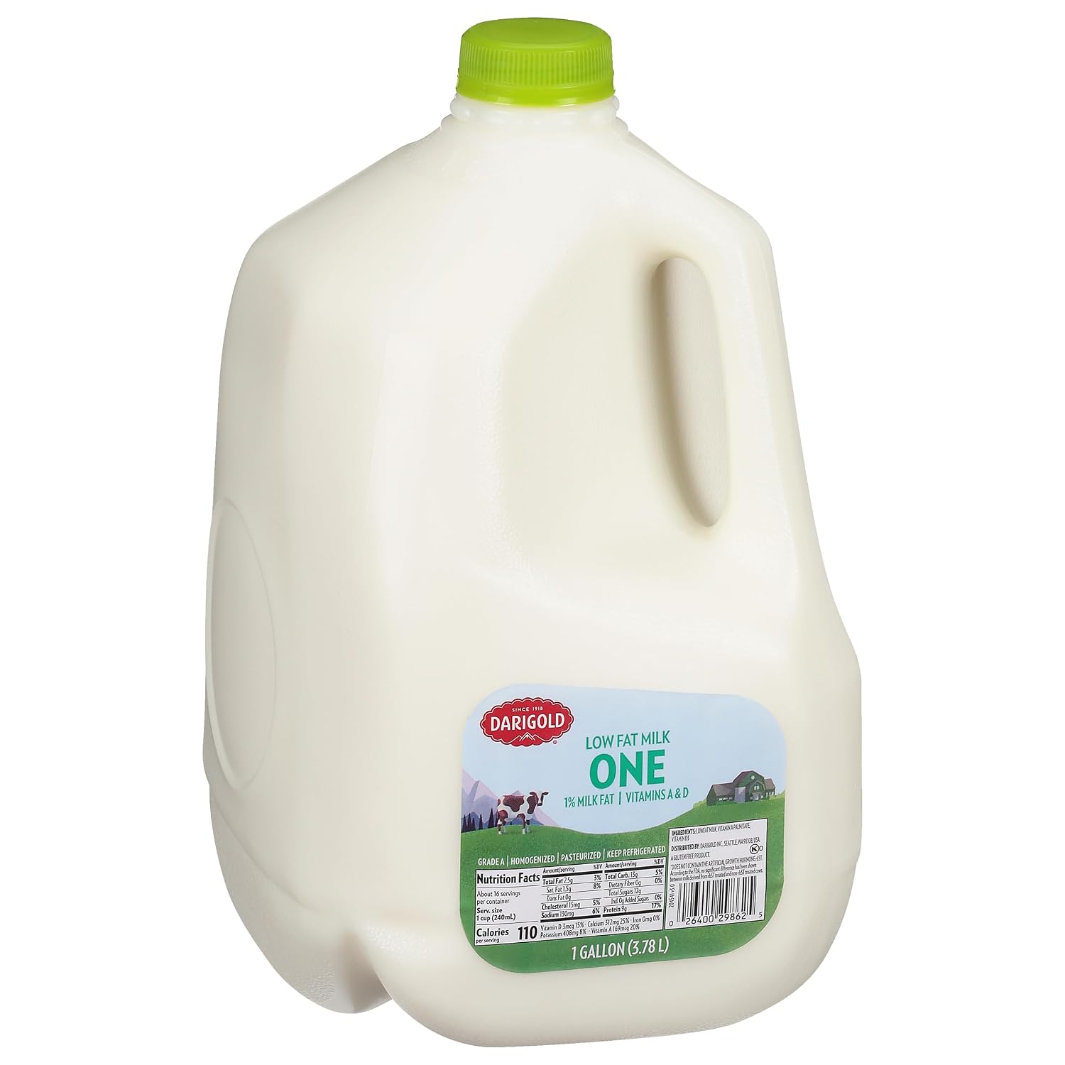 Darigold Milk, Low Fat 1%, Pasteurized, Gallon