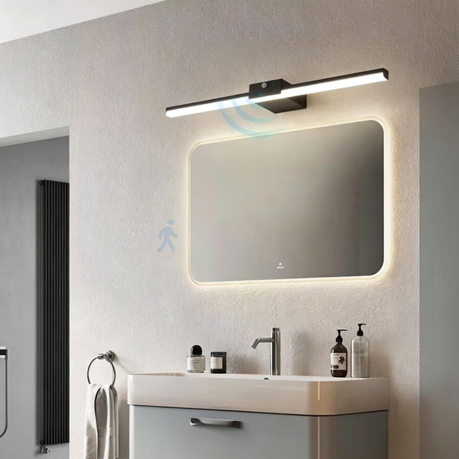LED espejo apliques de pared interior largos con interruptor y luz cálida 8