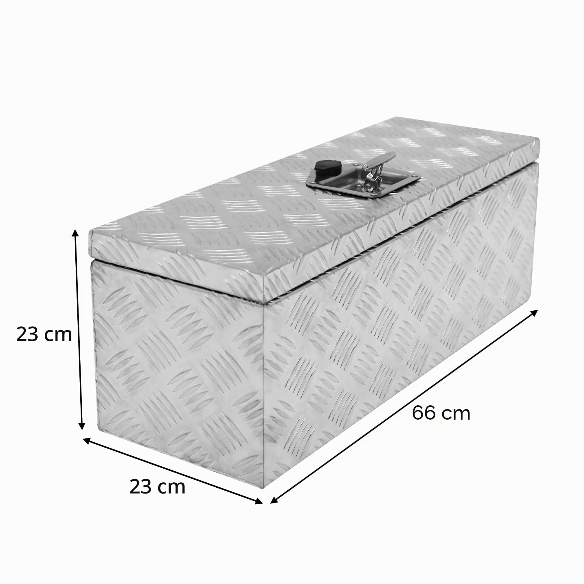 Caja Metálica de herramientas de 35L | 660 mm x 230 mm x 230 mm | 2 llaves | Base de goma antideslizante | Diseño Impermeable | Cofre p/Camionetas, Almacenamiento p/Remolques, Estuche p/Furgonetas
