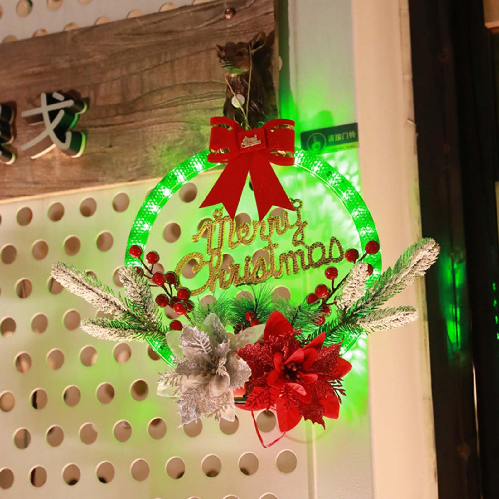 Couronne De Moufles De Noël Scintillante, Avec 120 Lumières