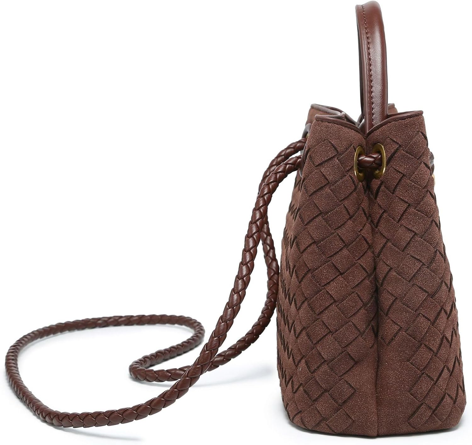 Slouchy Suede Woven Hobo Bags Women Trendy Suede Shoulder Bag Crossbody Satchel Crescent Purse Top Handle Tote Handbag - Image 5