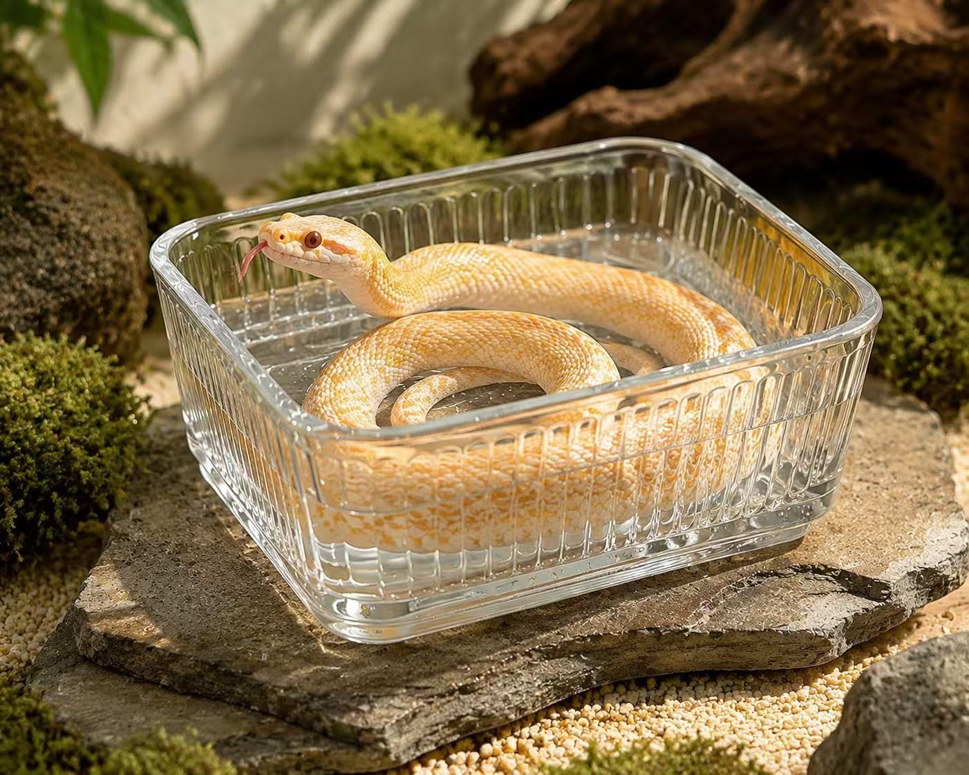 Snake Bathing Pool, Reptile Water Bowl, Bath Tub for Ball Python, Bearded Dragon, Gecko, Lizard, Soaking Pool for Reptile Habitat, Terrarium, Reptile Accessories