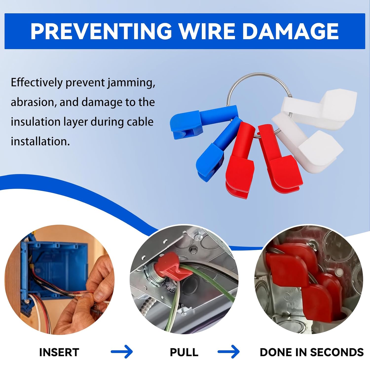 Conduit Wire Pulling Tools - Pull Buddy, for Rack-A-Tiers Electrical Tools, Electrical Box Cable Pulling Tool, Multi-Pack Wire Pulling Guides Prevent Wire Damage During Pulls - 6 Piece Set - Image 6