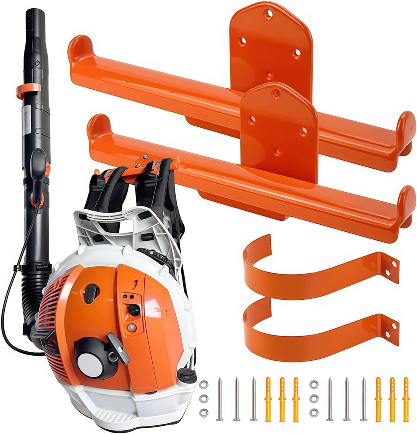 Sturdy Steel Rack for Backpack Tools Wall Mount Supports 150 Weight Not Shake Design for Garage Storage Blowers Anti Rust Protections Rubber Coated