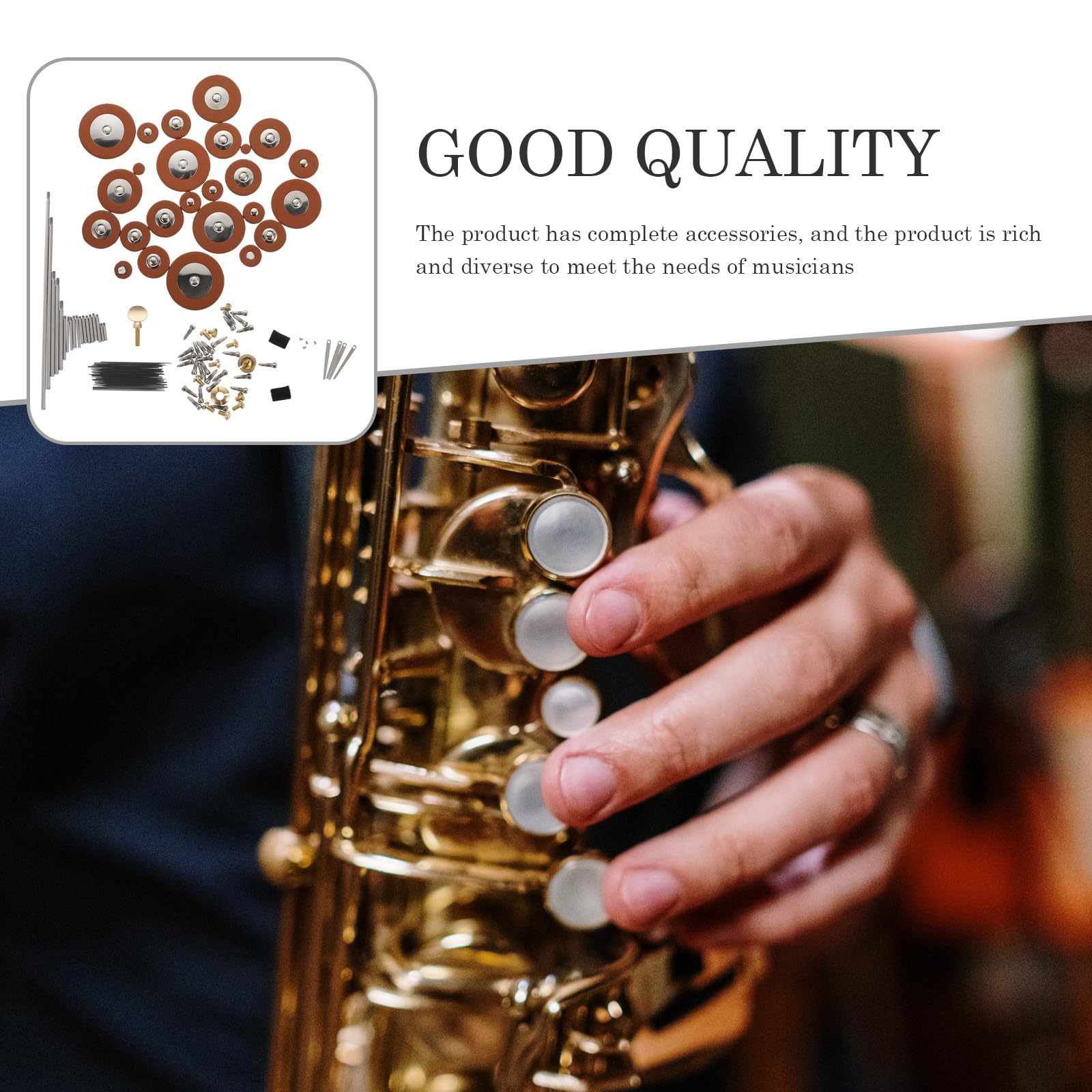 Altsaxophon Reparaturset Schrauben Federn Ersatzteile DIY Wartungskit für Saxophon mit Luftdichten Sound Hole Pads Vielseitiges Instrumentenzubehör